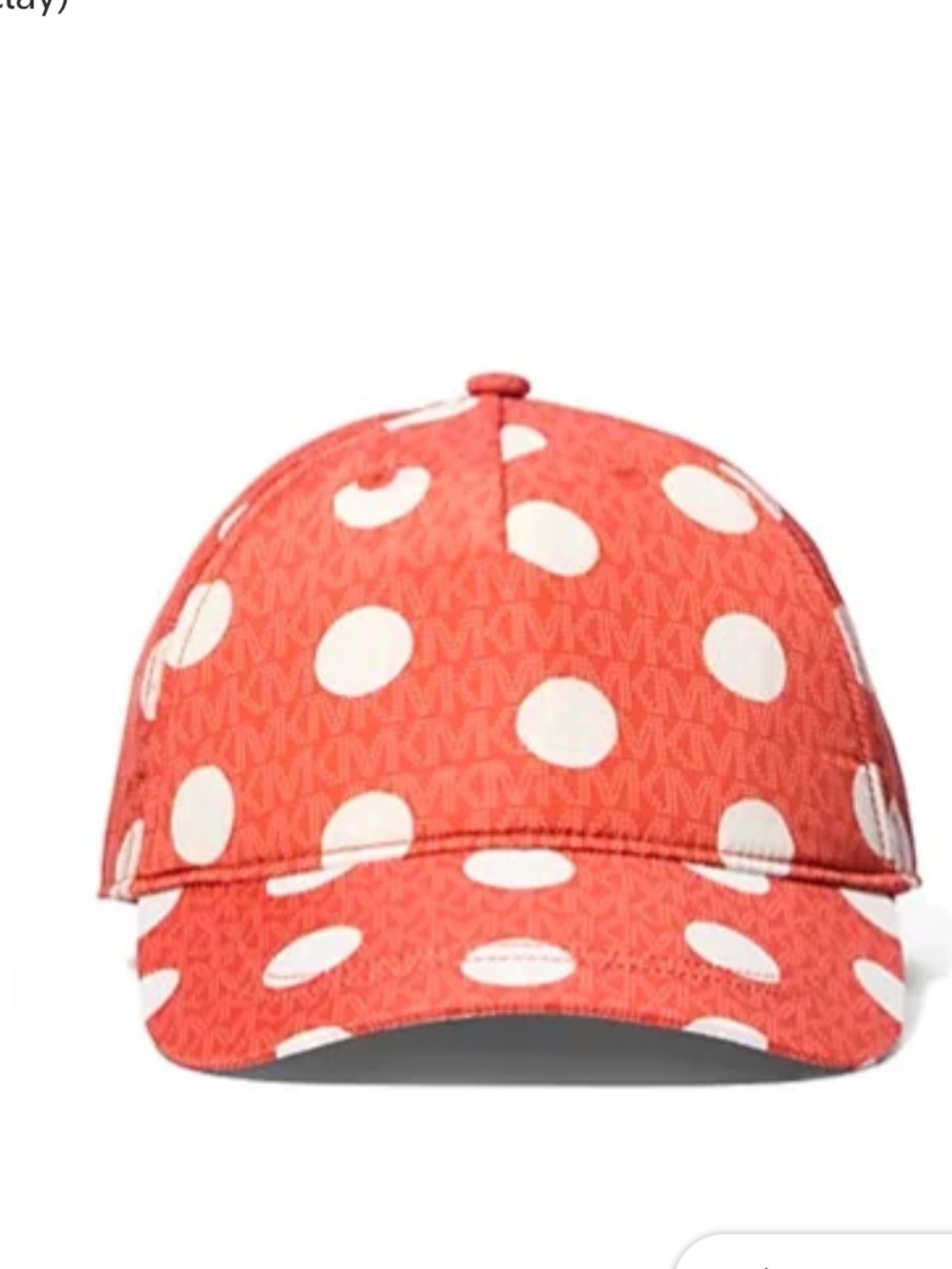 Michael Kors Coral Polka Dot Signature Logo Baseball Cap